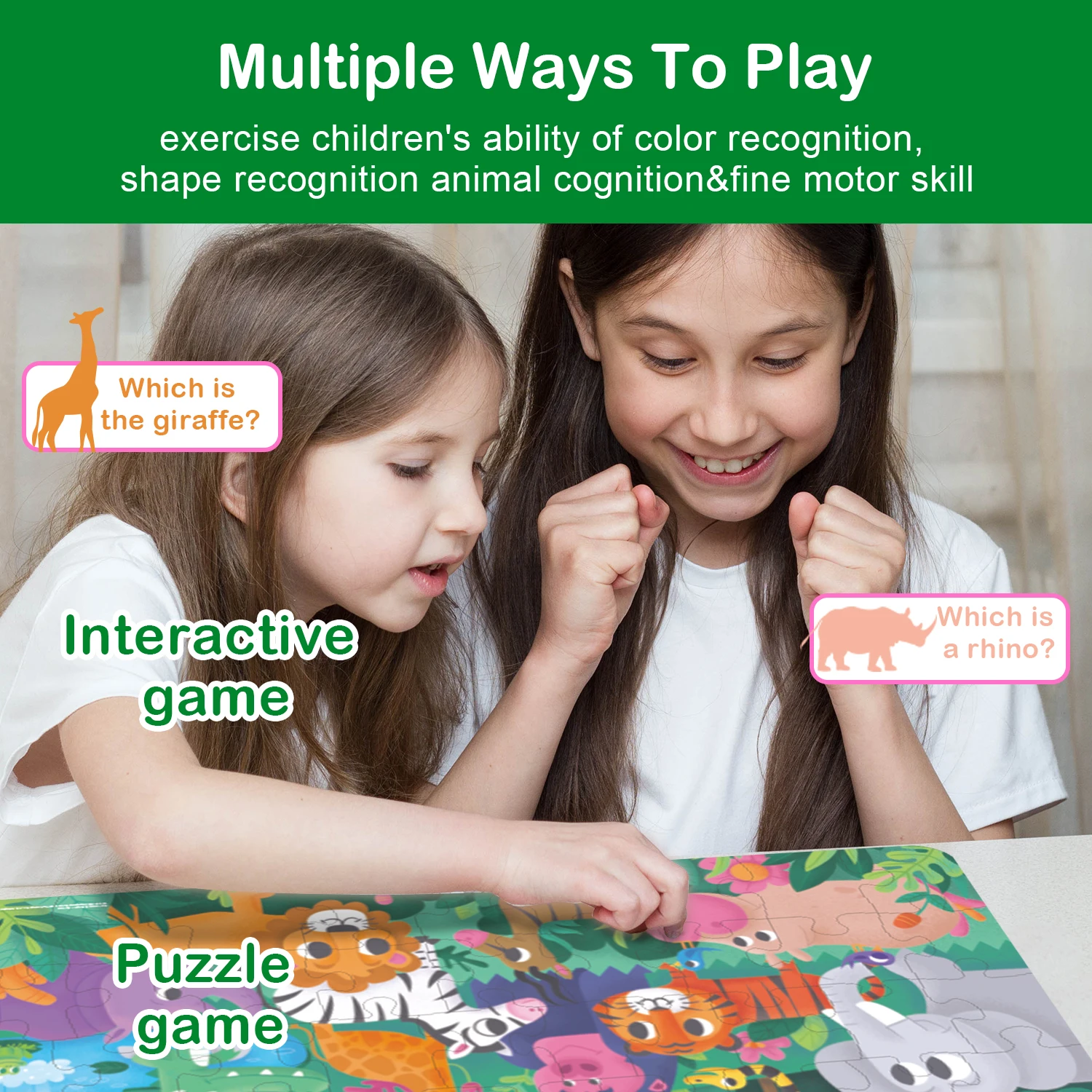Wholesale Large Pieces Children Education Puzzle Game Customized Jungle
