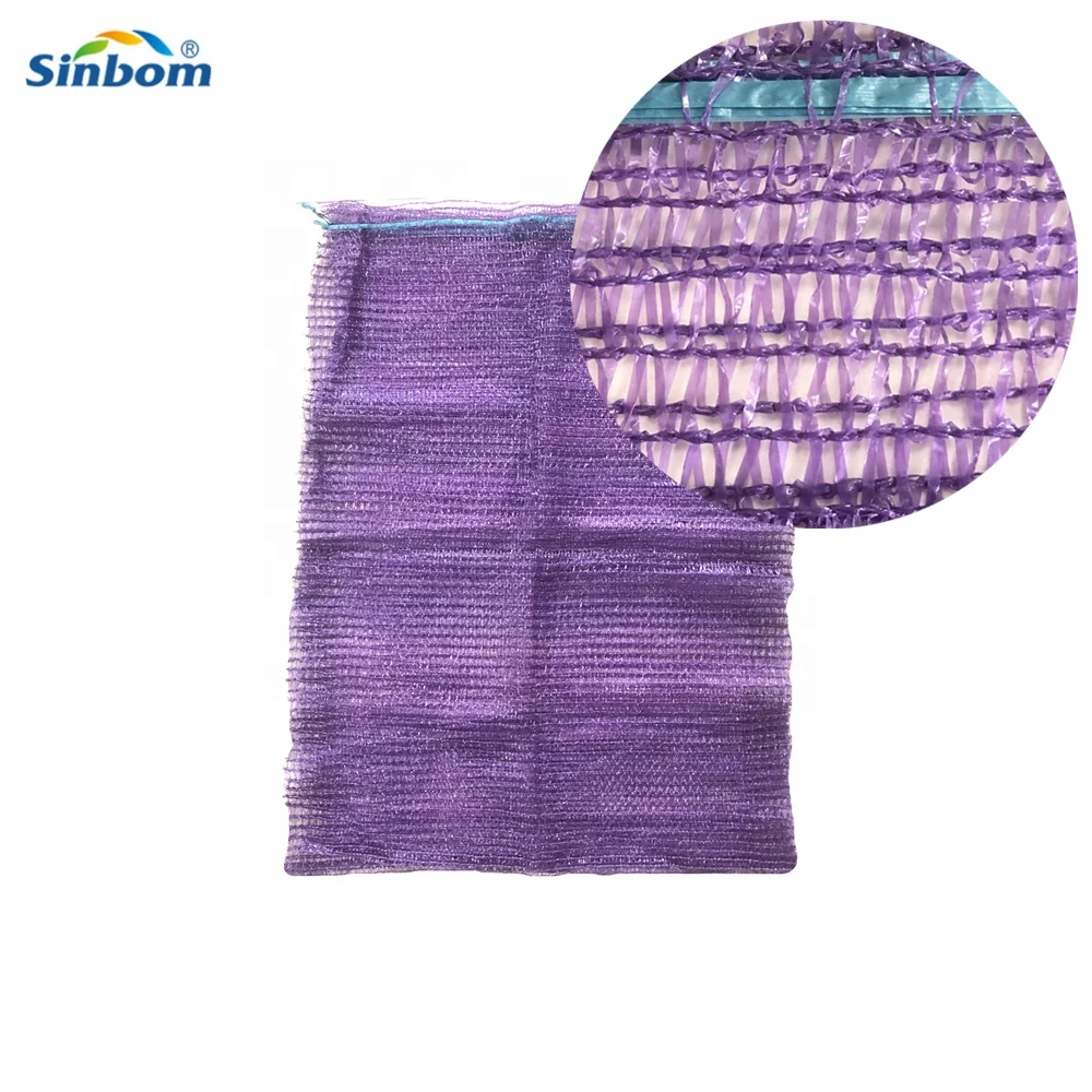 50*80 PE Raschel Leno Tubular Purple Onions Potato Mesh Net Bags