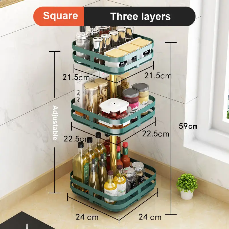 Revolving Kitchen Spice Jar Bottle Rack 1/2/3 Tier Multifunction Rotating Spice Storage Organizer Rack Carbon Steel Household factory