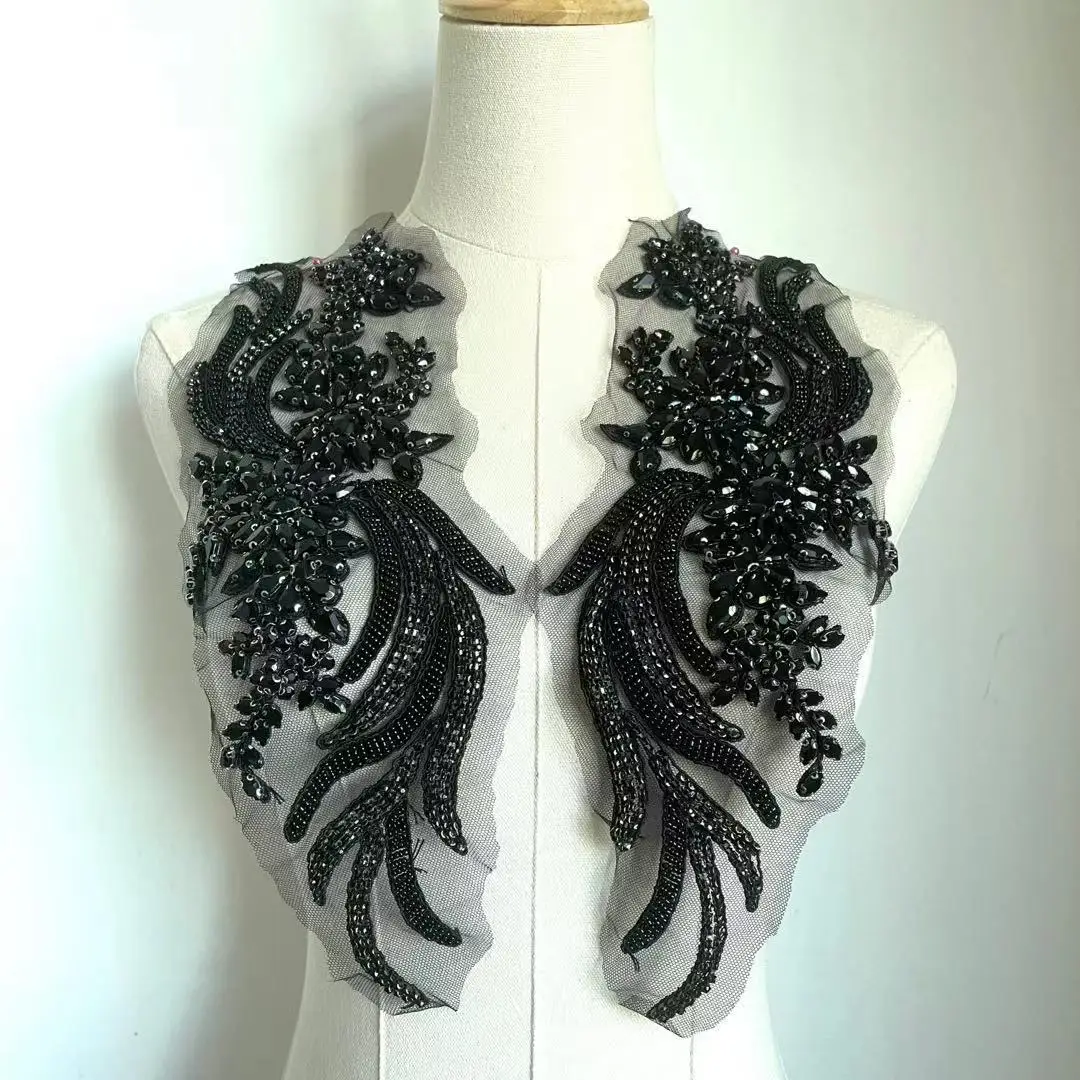beaded appliques for dresses SALE! Crystal Beaded Rhinestone Dress Bodice Applique, BRD-02  Hai Trim &  Feathers