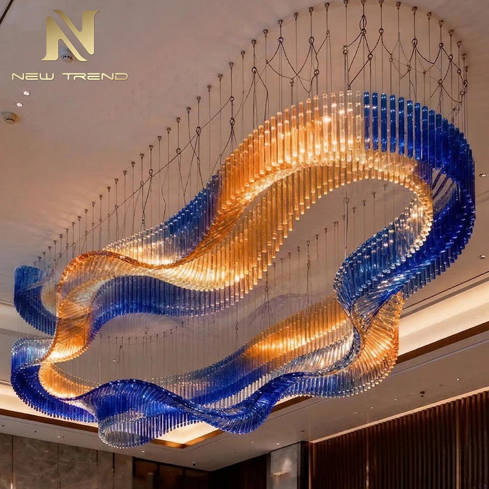 CPL-468 Grand Oversized Glass Chandelier Custom Bespoke LED Lighting for High Ceiling Hotel Lobby Atrium