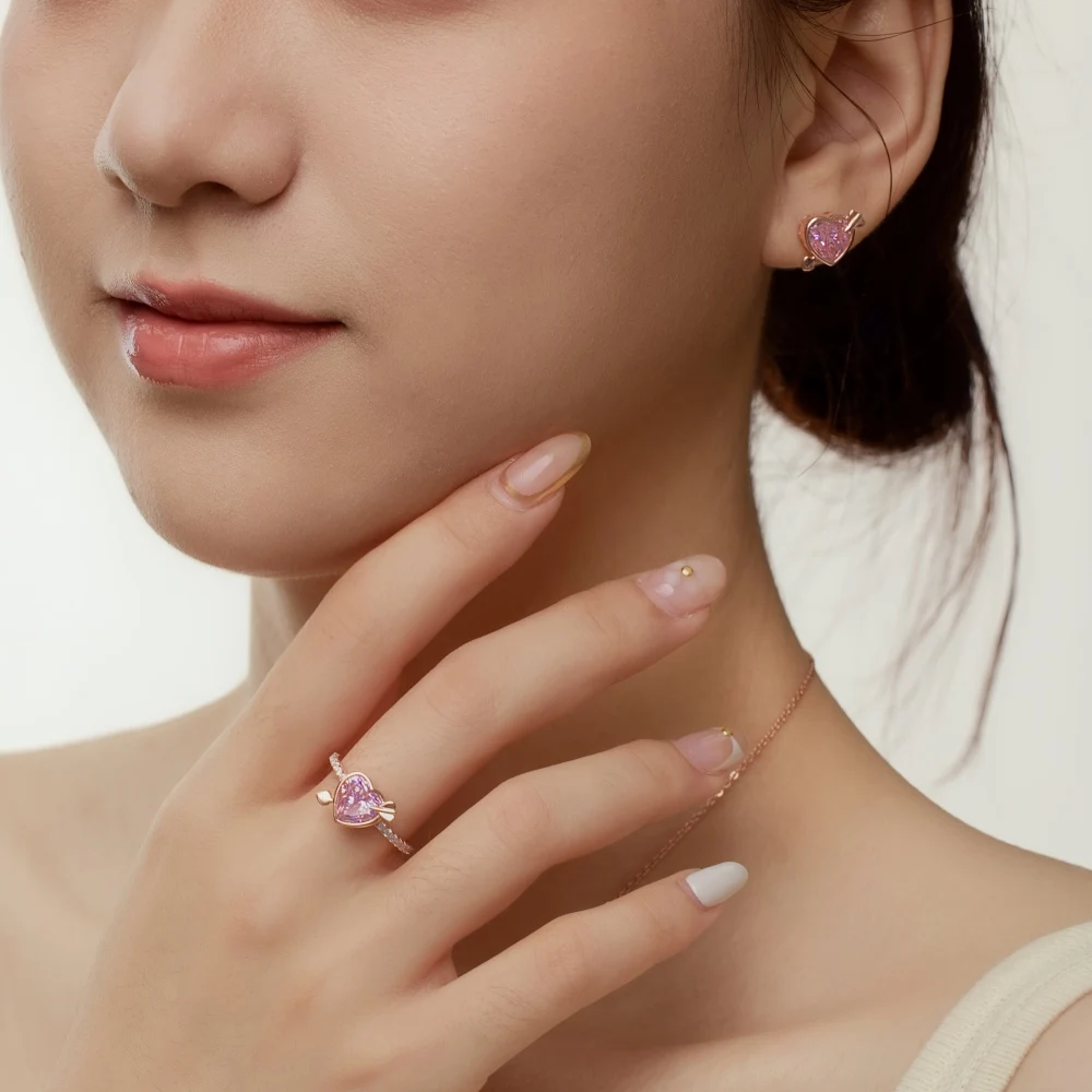 KAKODIY Best Christmas Valentine Gits 925 Sterling Silver Rose Gold Plated Heart Love 5A Zircon Eternity Ring detail 1