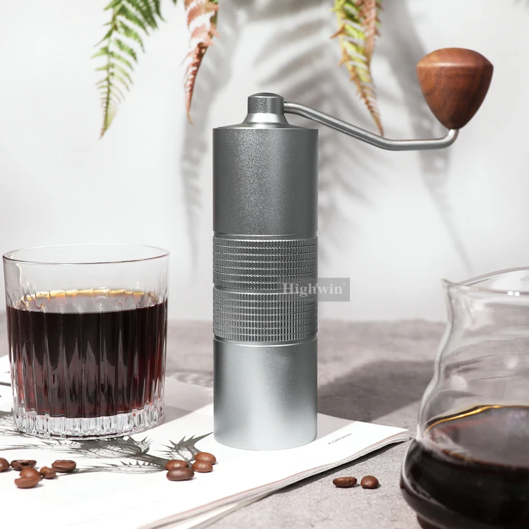 HIGHWIN Internal Adjustable Setting CNC Stainless Steel Conical Burr Manual Coffee Grinder