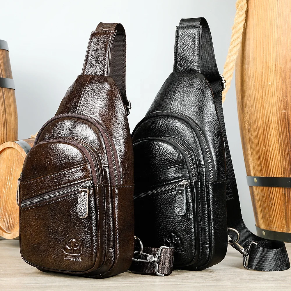 Travel Essentials Laoshizi Luosen Brand Genuine Leather Chest Bag