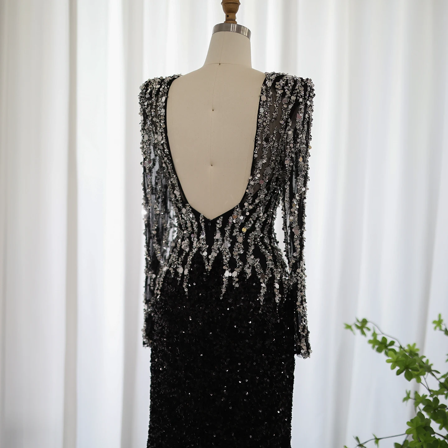 black dubai formal dress Luxury Black Feathers A-Line Evening Dresses SS401 – Sharon Said