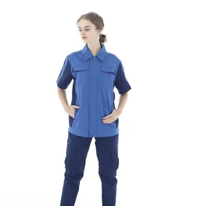 Summer Thin Short Sleeved Polyester High Tenacity Unisex Work Coverall for Auto Repair Mechanical and Electrical Factory Use