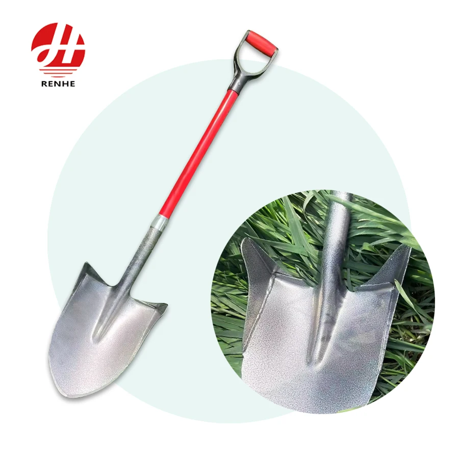 Hot Sale 50 Mn Steel  Quenching Garden Farming Heavy Shovel with  Long Fiberglass Handle
