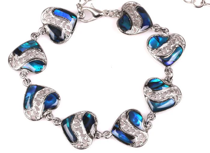 Various Abalone Paua Shell Bracelets Heart Clover butterfly Dolphin Paua Shell Link Chain Bracelets Custom Shell Bracelets