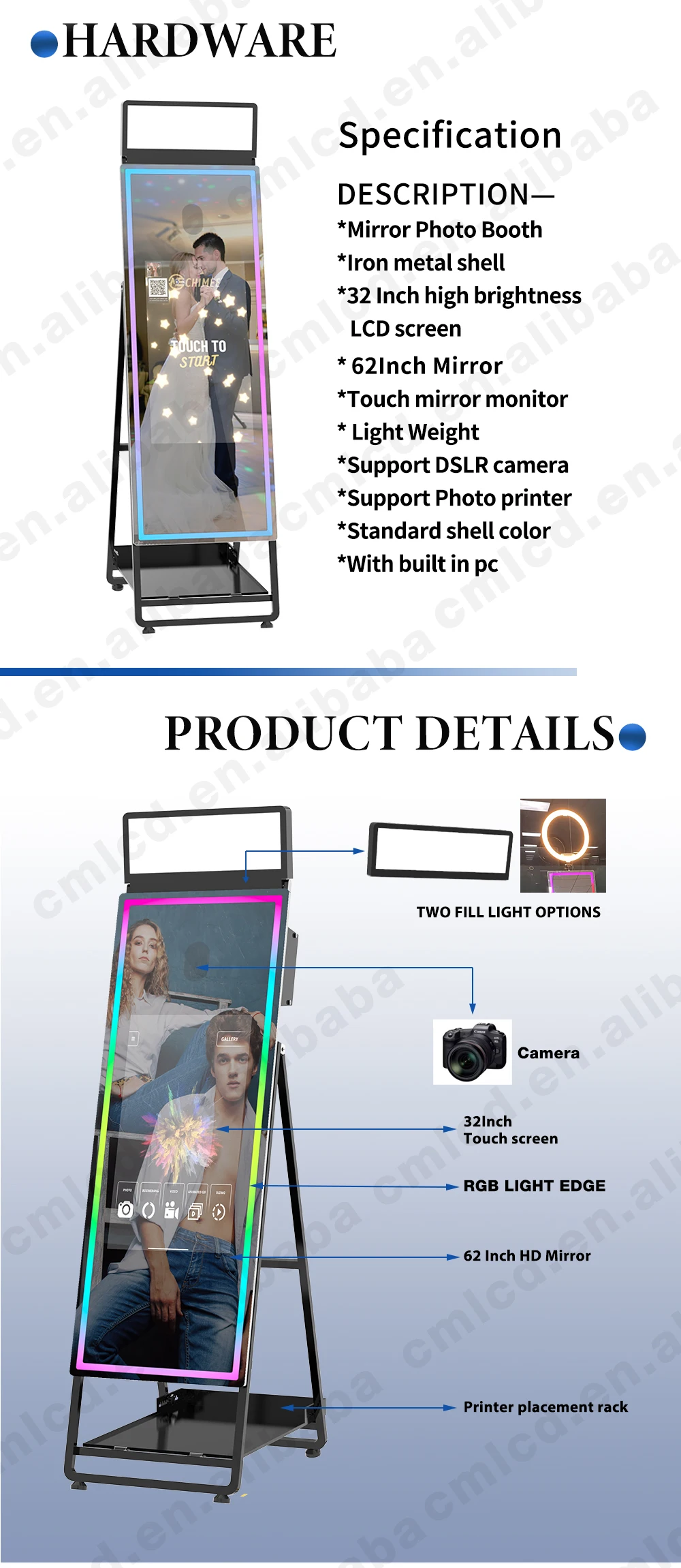 Mirror Photo Booth Authentic 32 Inch Hd Touch Screen 62 Inch Large