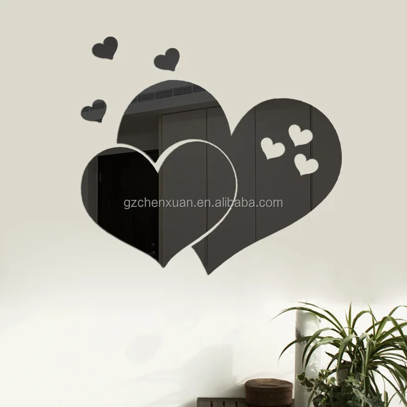 DIY 3D Mirror Love Hearts Wall Sticker Removable Decal Home Room Art Mural Decor 
