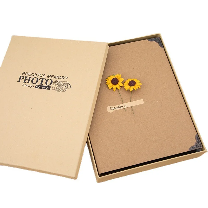 แฟชั่นใหม่ล่าสุดโรงงานสต็อก Simple Retro DIY Photo Album Hand Bonded Sunflower Photo Album Cross Border Source