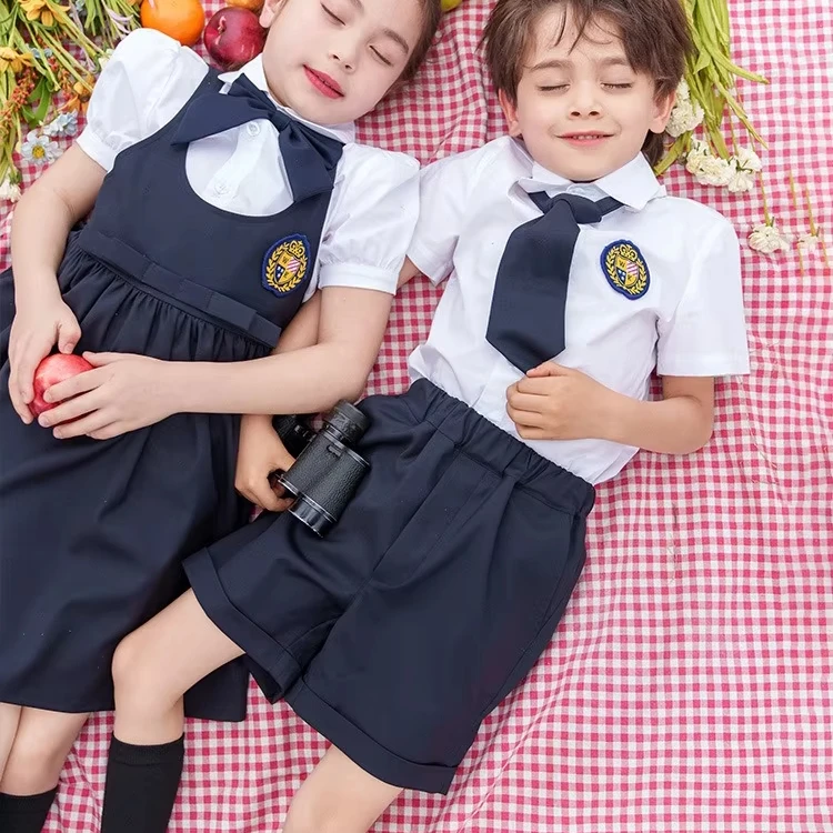 Pre School Uniform Boy and Girls Inter New Model School Uniform Dress White School Uniforms for Children From 2 to 12 Years