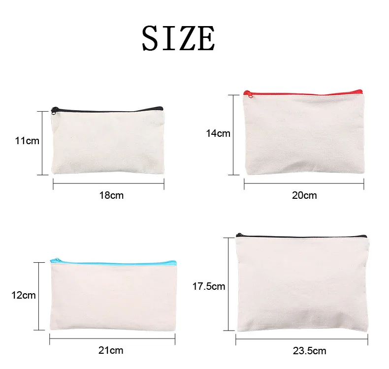Eco Friendly Custom Cotton Blank Zipper Pouch Make up Bags Plain Cotton Canvas Makeup Cosmetic Bag With Logo manufacture