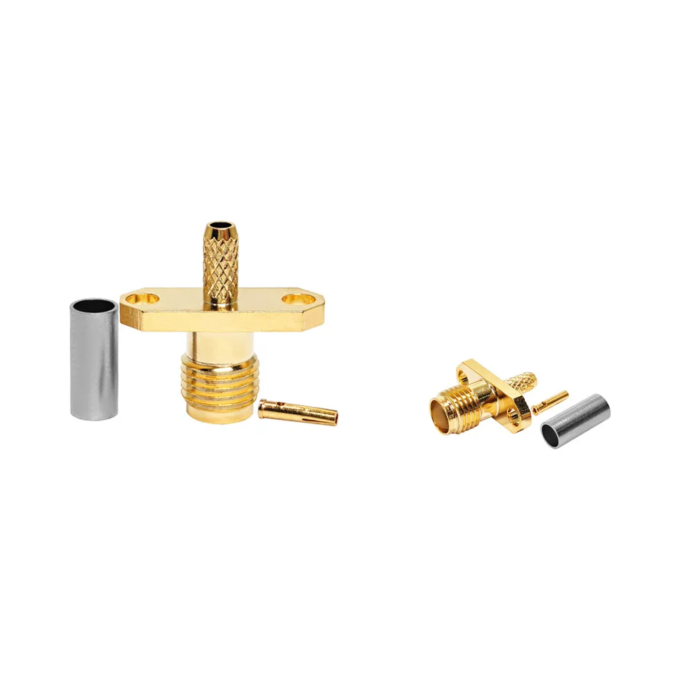 High Performance SMA Female Jack with 2 Hole Flange for RG316 RG174 LMR100 Coaxial CableRF Coaxial Connector Antennas