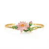 Bracciale aperto con fiore di loto