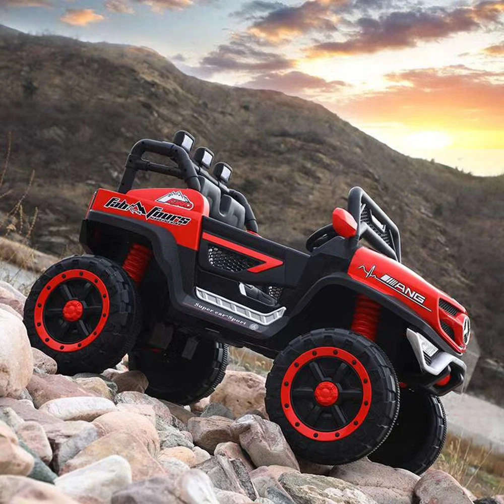 Scale-Model Realistic Children's Electric Ride-On Four-Wheel Off-Road Metal Car with Remote Control Rocking Function Toy