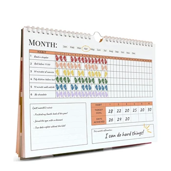 Custom 2023 Daily Printing Design Agenda Calendar Journal Schedule Spiral Goal Planner Habit Tracker