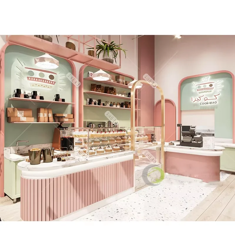 Custom Cake Display Front Desk Cafe Coffee Shop Counter Food Display Bakery Showcase