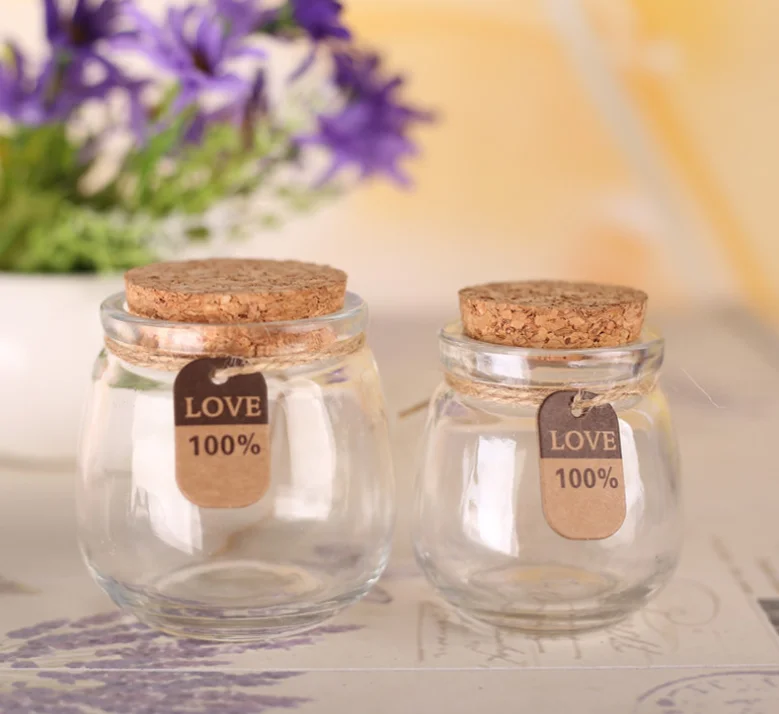 Wholesale 50ml 100ml 150ml 200ml Mini Yogurt 7 oz Wooden Spoon of clear Pudding Jar Glass Yogurt Jar With Cork Lids