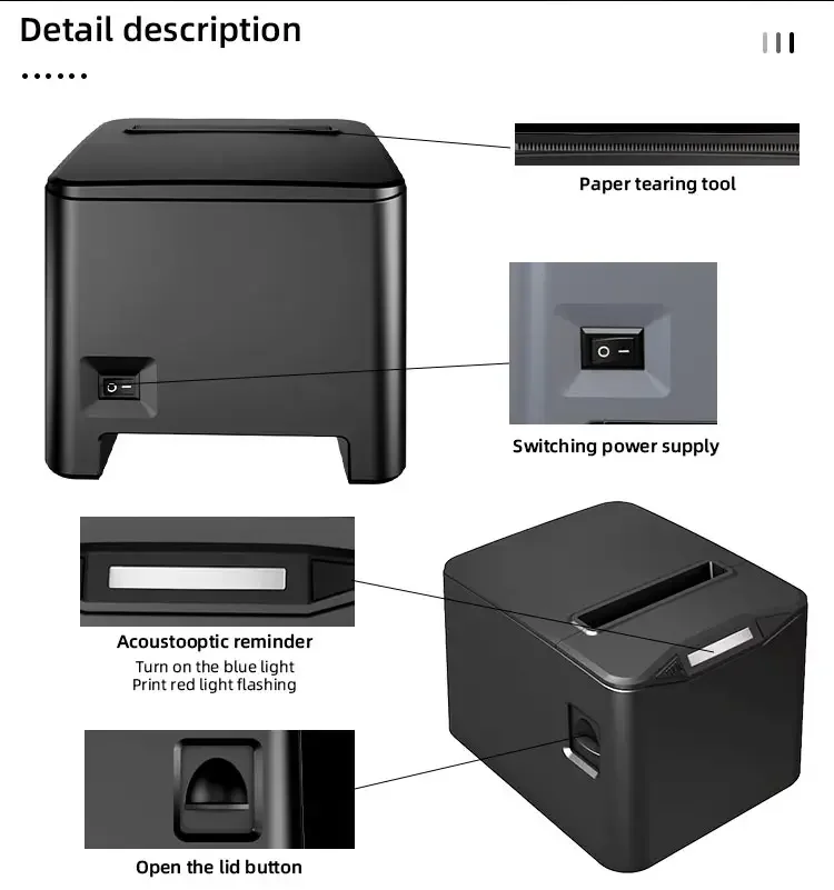 Good Design High Speed 8370 Desktop Thermal Receipt POS Ticket Printer 80mm Width Thermal Receipt Printer With USB LAN BT Ports