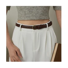 Retro-Style Small PU Leather Belt Ins Versatile Ladies Jeans Belt Thin Black Simple Buckle Trouser Belt Wholesale