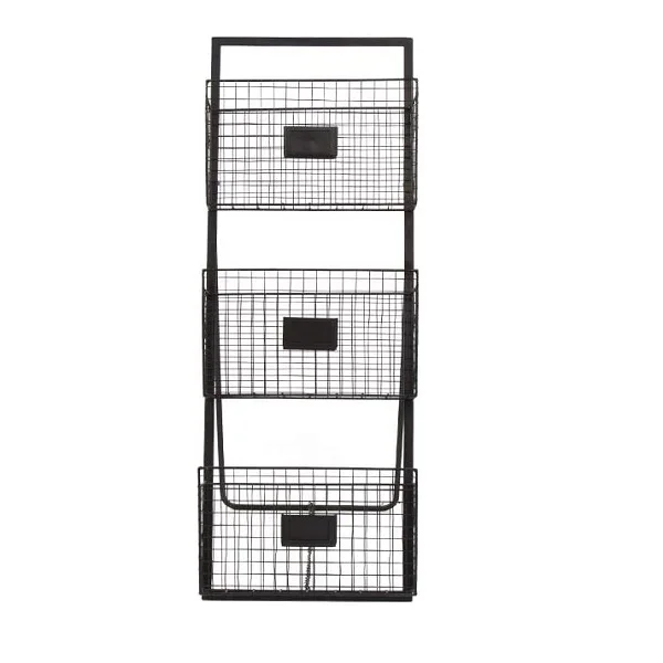 Wire Metal Wall Mounted Storage Basket Letter Magazine Rack Organiser Free Stand 