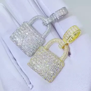 Best Quality Hip Hop Bling Diamond S925 Sterling Silver Lock Custom Vvs Moissanite Pendant