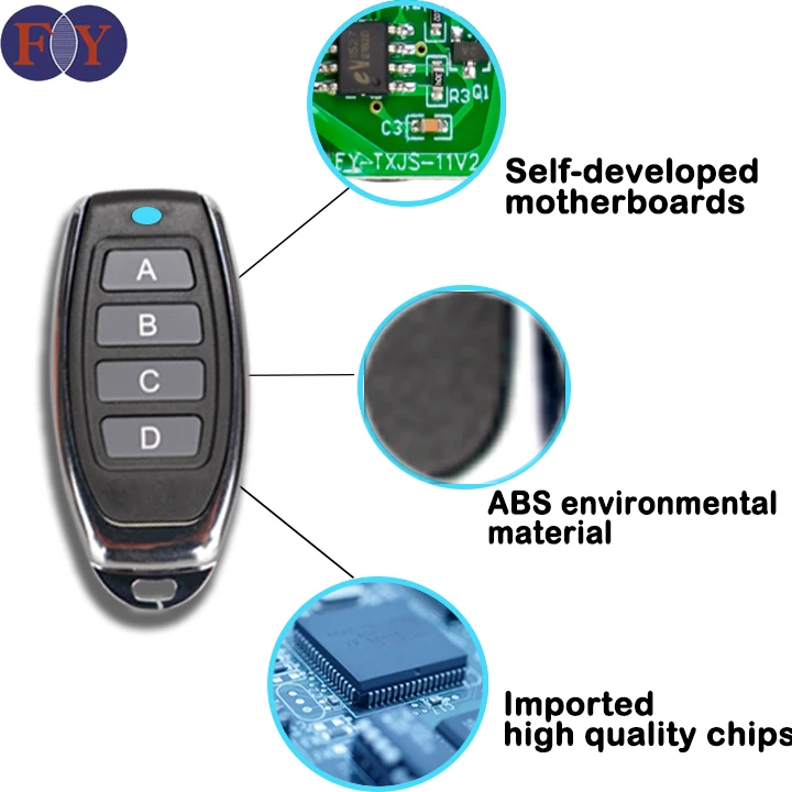 Multifunctional Abcd 4 Button Universal Duplicate Remote Control for Garage Door Gate Control Parking Space Lock Alarm Control