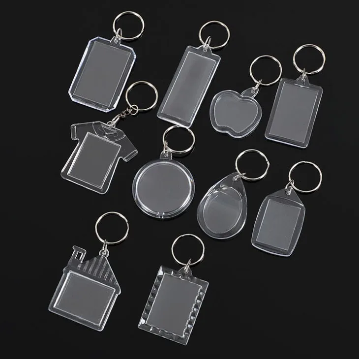 Custom Printing Acrylic or PS Material Photo Frame Keychain Blank Acrylic Keyring