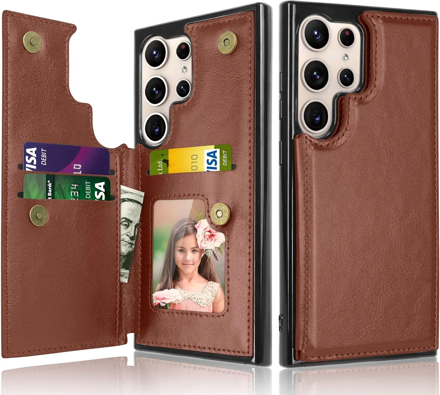 Case for Samsung Galaxy S24 Ultra Case Luxury PU Leather Card Holder Slots Magnetic Closure Kickstand Folio Flip Slim Protective