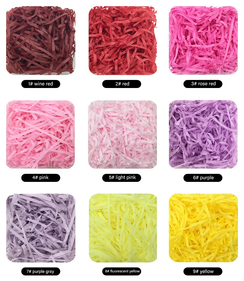 Recycled Bulk Decorative Gift Box Black Brown Crinkle Tissue Packing Raffia Shredded Paper