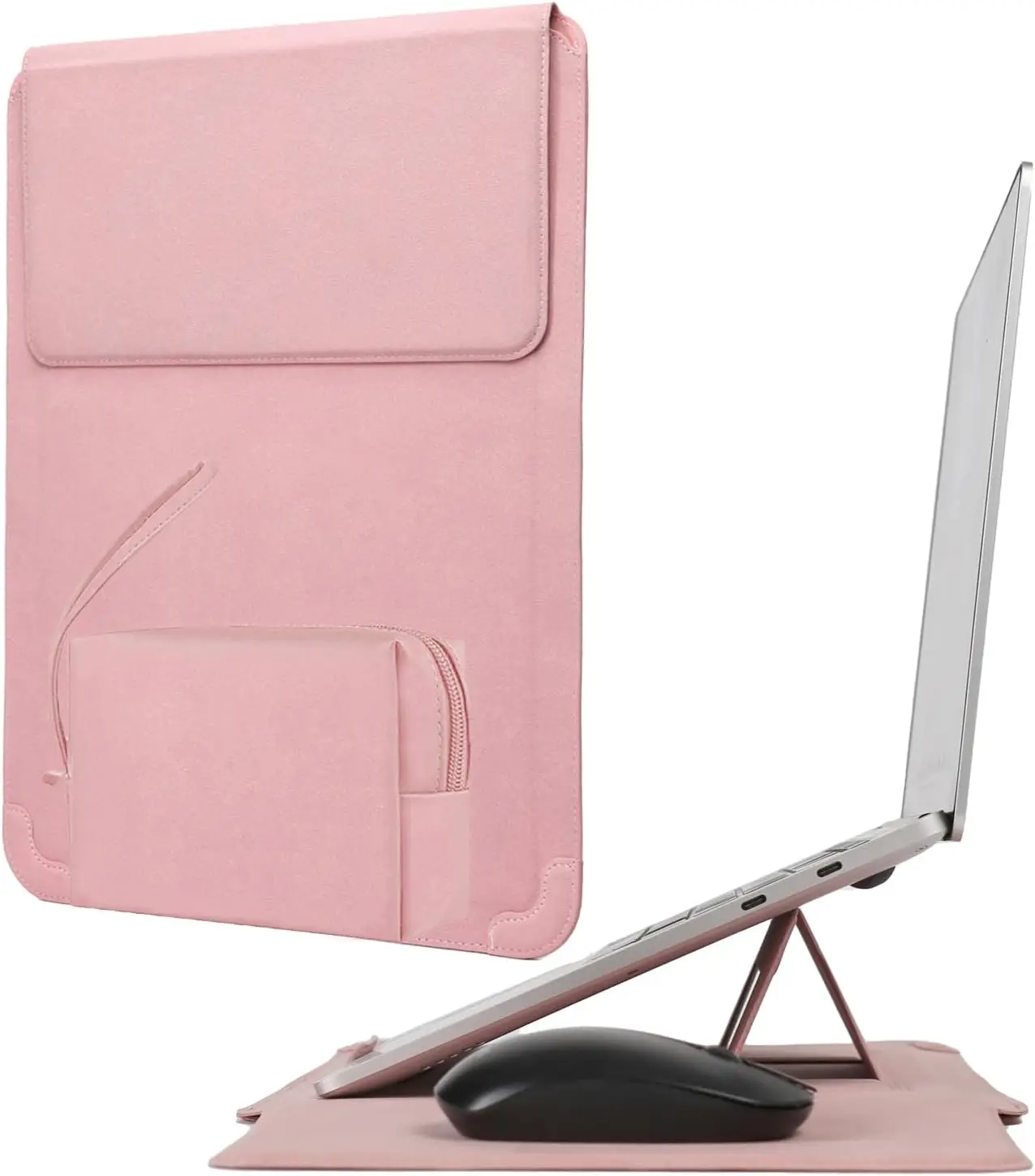 product laptop sleeve case with stand and mouse pad 15 16 inch laptop case leather protective cover for macbook pro air 13 15 inch-30