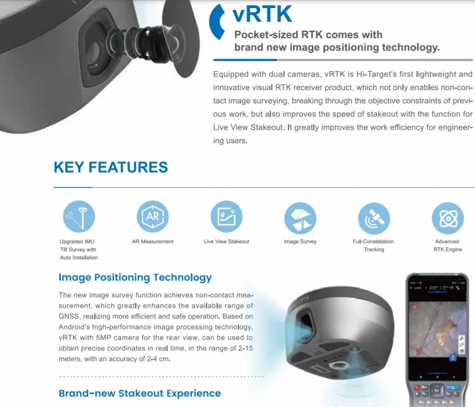 2023 New Cheap Geodesic Instruments Gnss Rtk Rover and Base Hi Target V5 Vrtk Gnss Rtk Gps