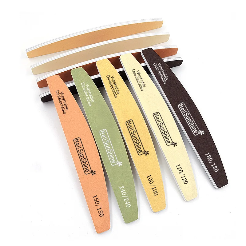 Профессиональная двухсторонняя губка для маникюра разных цветов Алмазный буфер ногтей