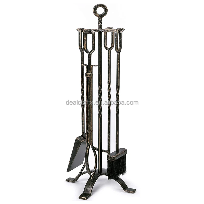 5 Pieces Twist Fireplace Tools Sets Indoor Fireplace Set With Poker