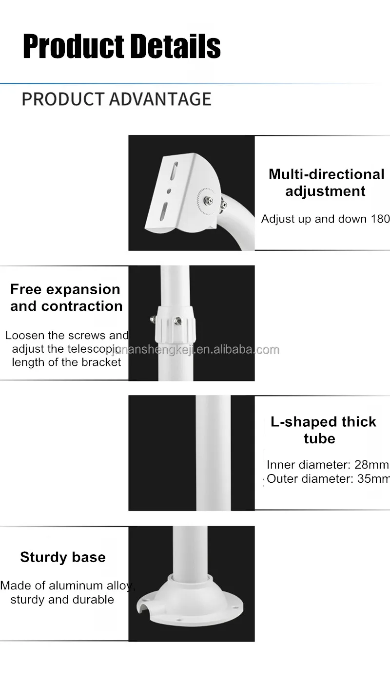 Aluminum Alloy New L Shaped Wall Mount Telescopic Bracket 17-60cm ...