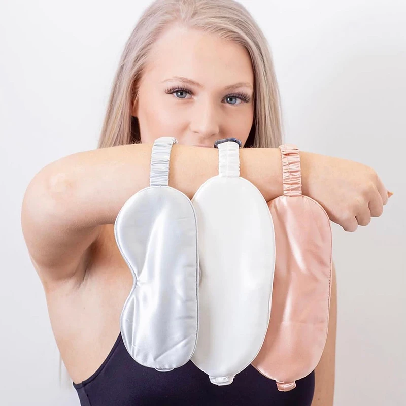 Custom Logo Private Label Satin Eyemask Luxury Polyester Satin Eye Mask