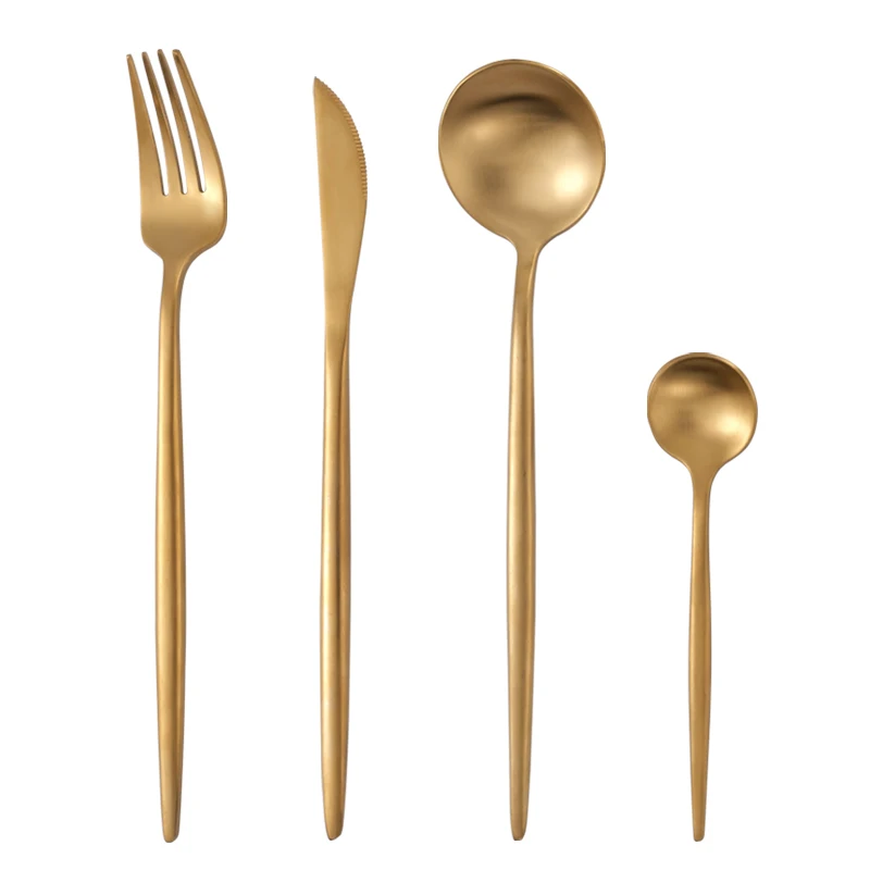 4pcs Stainless Steel Elegant Dinnerware Cutlery Set Knives Fork Spoon Teaspoon 