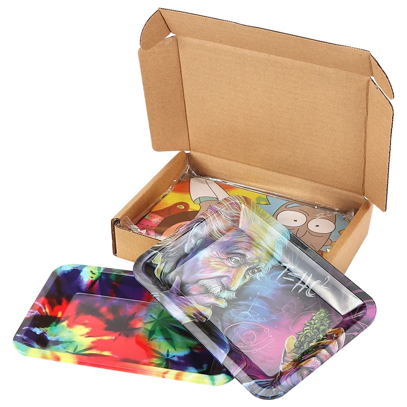 Futeng Custom Printed Metal Tin Rolling Tray With Lid Tobacco