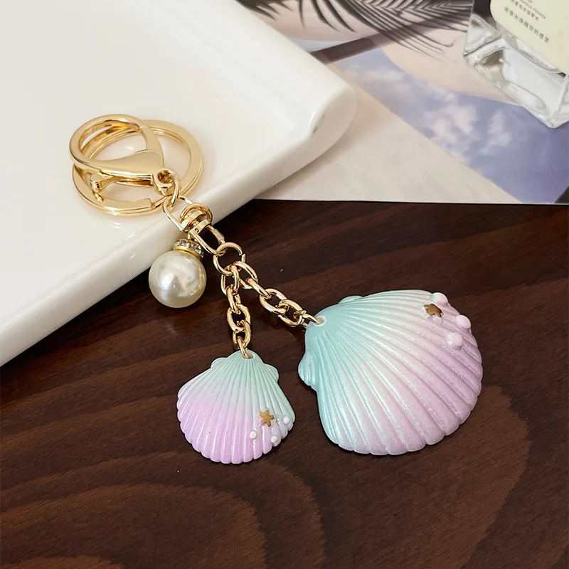 Porte-clés Plage Femme - Étoile De Mer Et Coquillage En Alliage Zinc, 8x5 Cm, Décoration Sac Ou Cadeau - 8