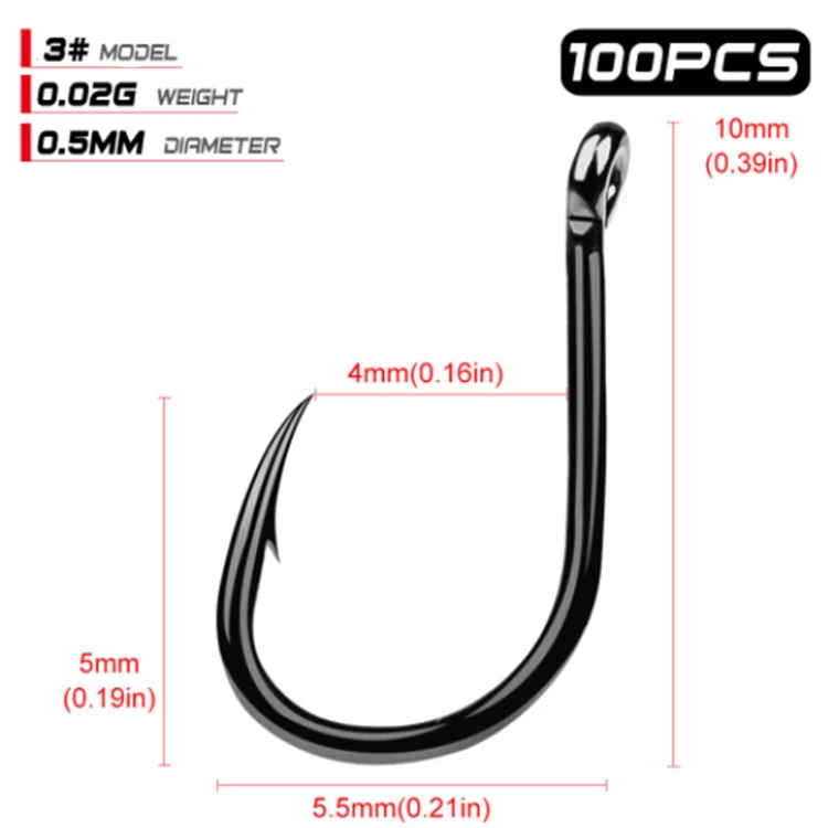 200pcs sliver wacky hook high carbon Steel worm fishing hooks for sea fishing