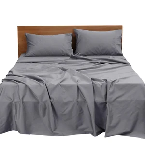 Hotel Luxury Satin Bed Sheet Set 100% Egyptian Cotton 300TC Plain Style 4 Pcs for Home Use
