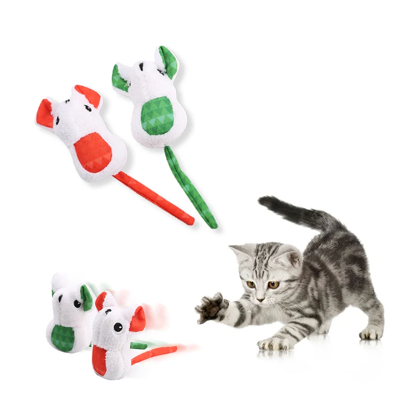 Factory Wholesale Custom Logo Catnip Plush Toy Soft Cat Toy Mouse Soft Animal Stuffed Interactive Cat Toy