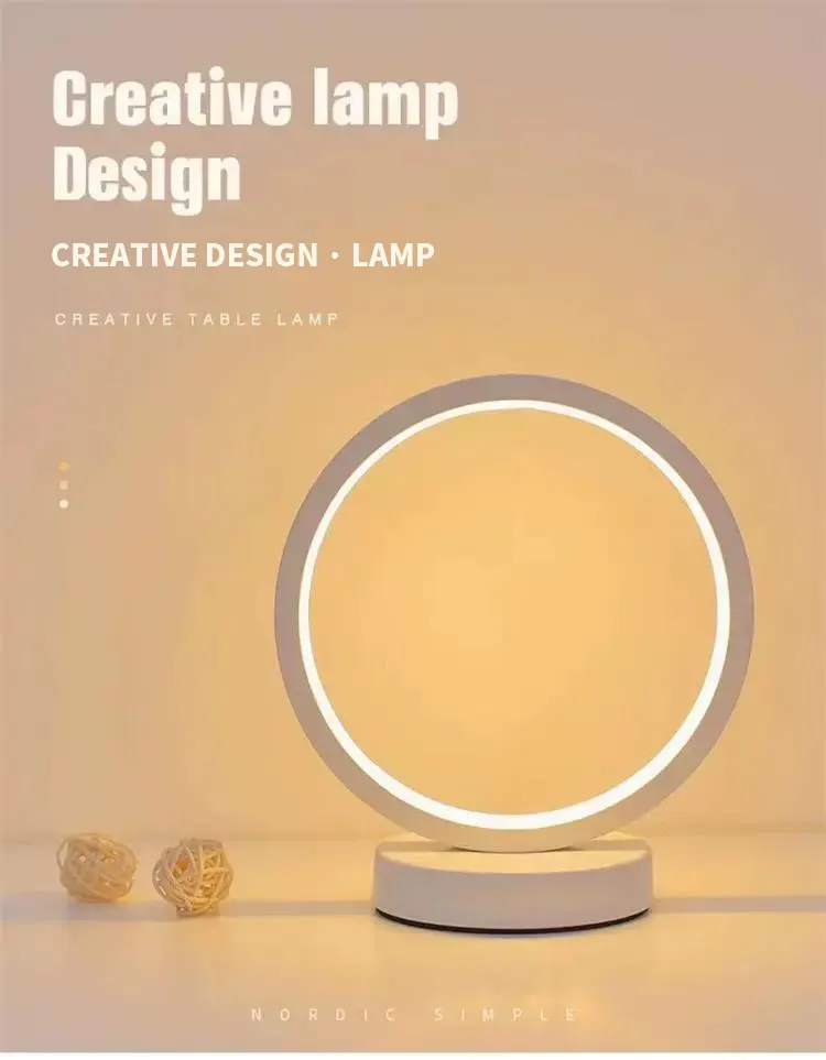 product simple modern and fashionable circular table lamp bedside study bedroom dimmable decorative night light-37