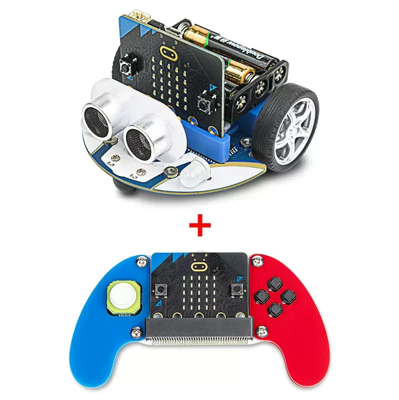 2WD Microbit Board Smart Car Kit Infrared Remote Control Track Ultrasonic Obstacle Avoidance Programmable Python Robot DIY Stem