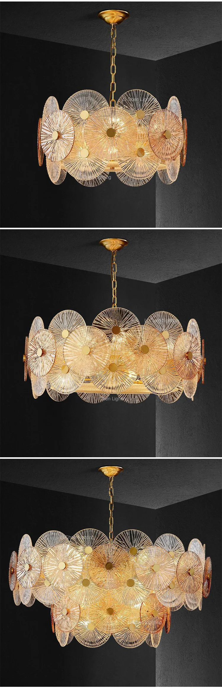 p0039 luxury textured glass chandelier  modern ice glass suspension lamp for villa living room-1