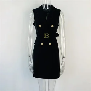 2026 New Sleeveless Bright Red Belted Suit Dress Slim Fit Versatile Elegant Vest for Women Lapel