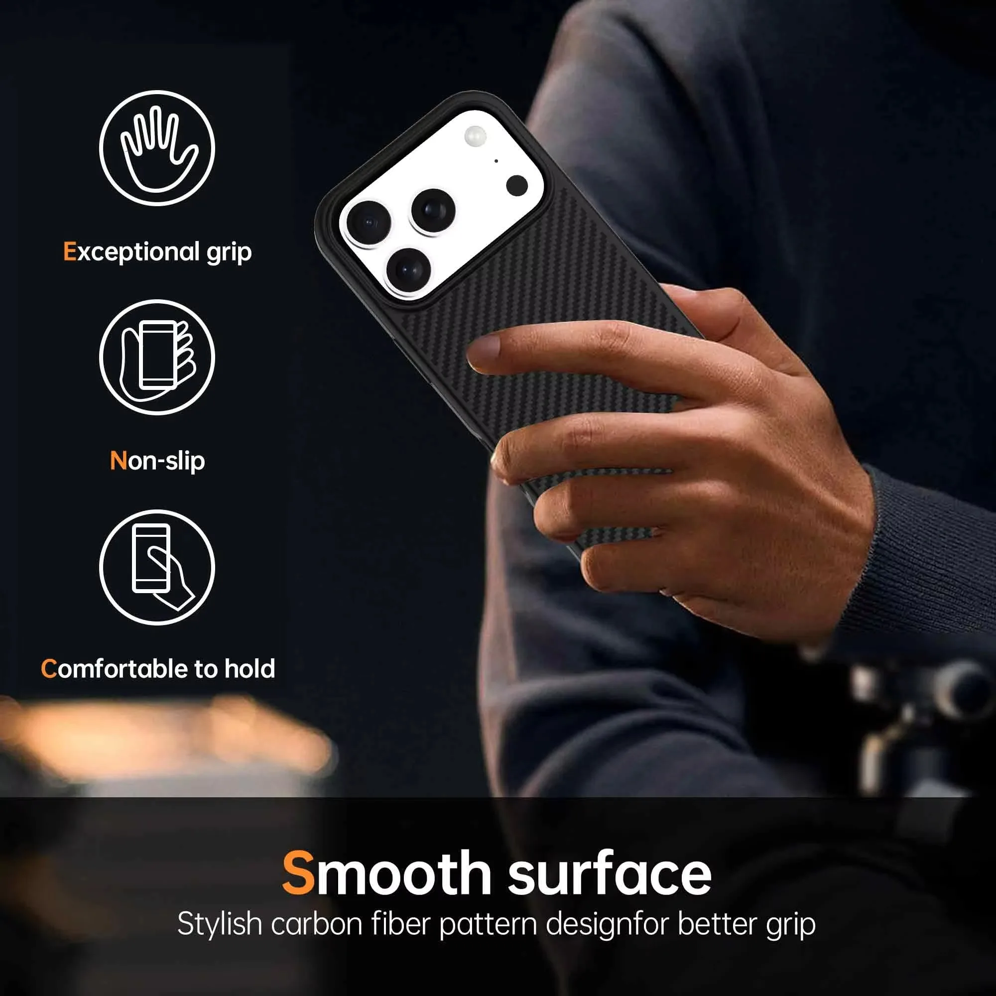 product laudtec carbon fiber soft shockproof phone case for iphone 17 air 16 pro max tpu pc material magnetic luxury business sjk1085-8