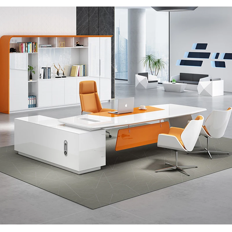 2024 Modern Simple Style MDF Material L Shape boss Ceo Office Desk Executive Desk