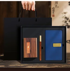Custom Luxury Gift Box Pen and Pen Holder Set Solid Wood Pen Holder Notebook Gift Box Set for Corporate Gift